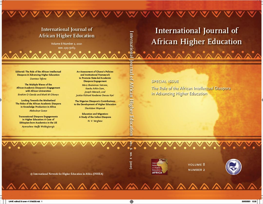 					View Vol. 8 No. 2 (2021): Special Issue:The Role of the African Intellectual Diaspora in Advancing Higher Education
				