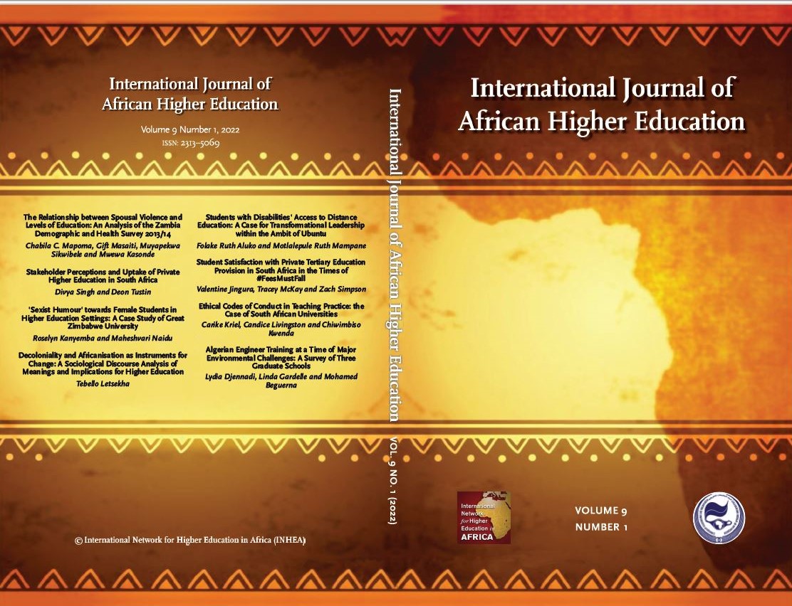 					View Vol. 9 No. 1 (2022): International Journal of African Higher Education  
				