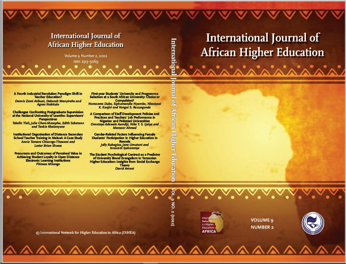 					View Vol. 9 No. 2 (2022): International Journal of African higher Education
				