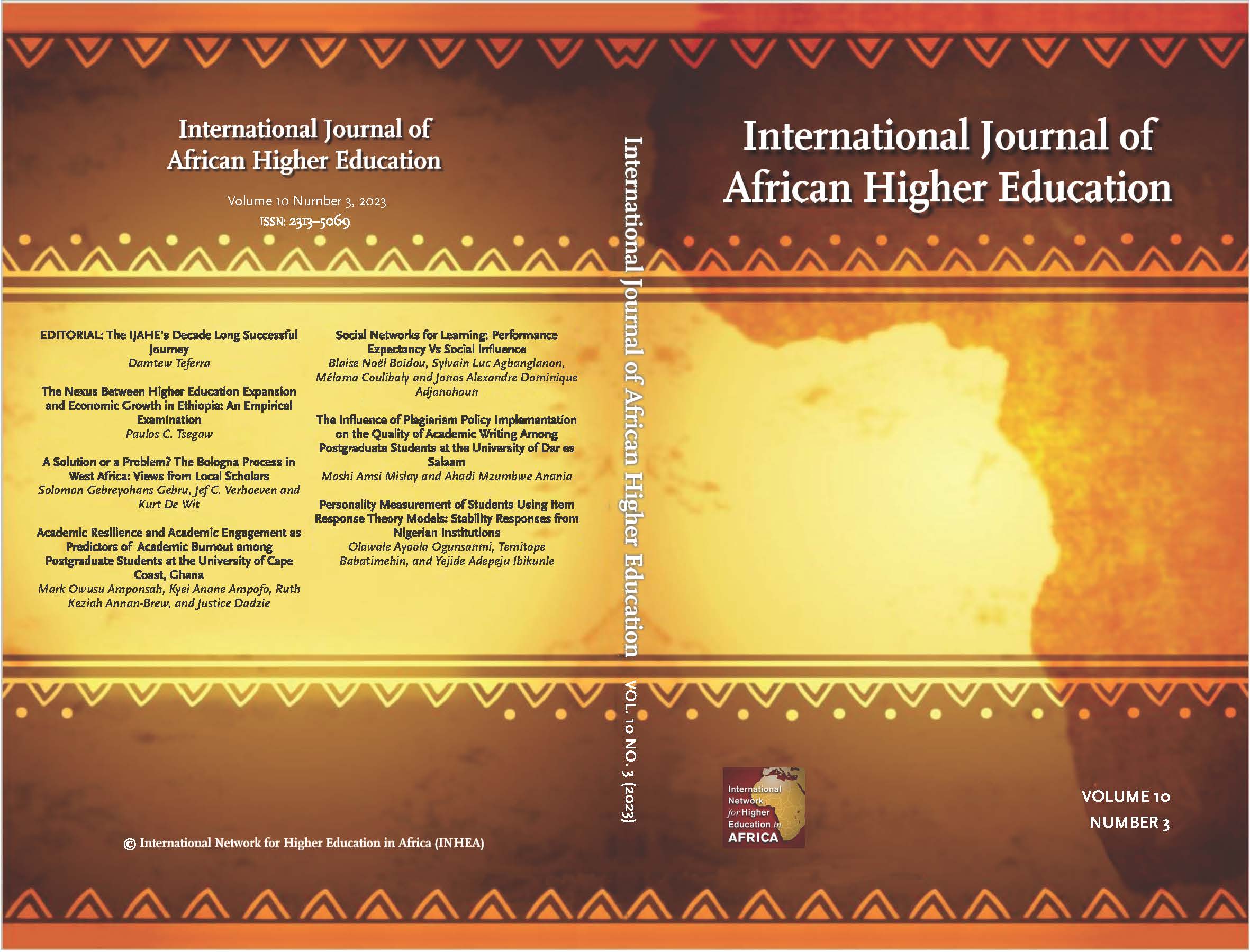 					View Vol. 10 No. 3 (2023): International Journal of African Higher Education
				